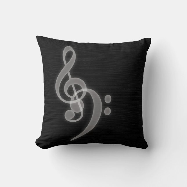 Cojín Decorativo Música - Treble y Bass Clef - Pillow (Anverso)