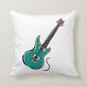 Cojín Decorativo música verde azulada graphic.png de la guitarra