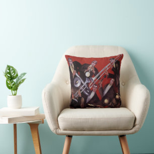 Cojín Decorativo Música vintage, banda de jazz musical Art Deco imp
