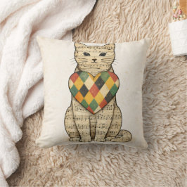 Cojín Decorativo Musical Cat Collage with Harlequin Heart