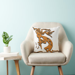 Cojín Decorativo Músico de Kokopelli a la izquierda
