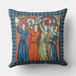 Cojín Decorativo Músicos medievales de fondo azul