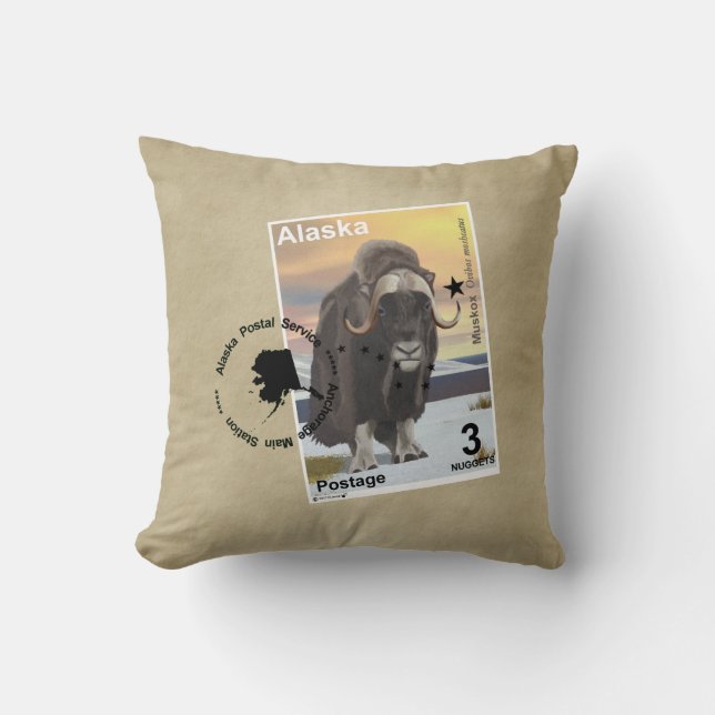 Cojín Decorativo Muskox Stamp Souvenir (Anverso)