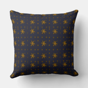 Cojín Decorativo Mustard de la Marina de los Cuadrados de Flores Fo