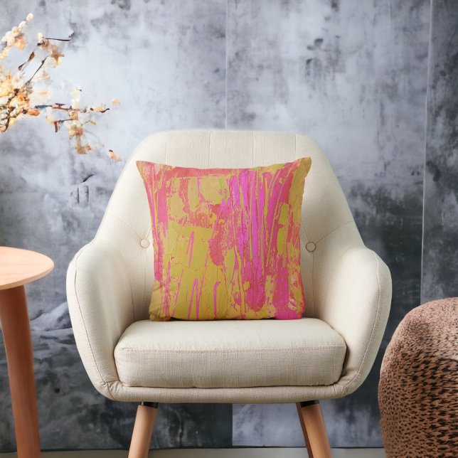 Cojín Decorativo Mustard Hot Pink Artístico Contemporáneo (Subido por el creador)