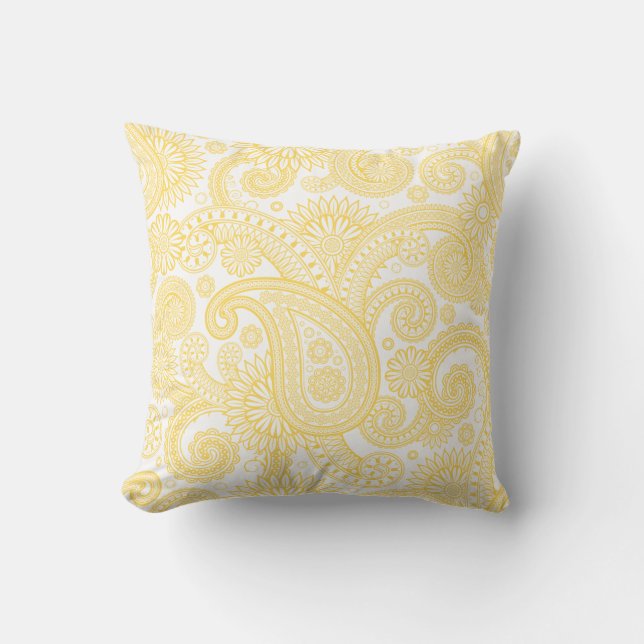 Cojín Decorativo Mustard Paisley Floral Swirl (Anverso)