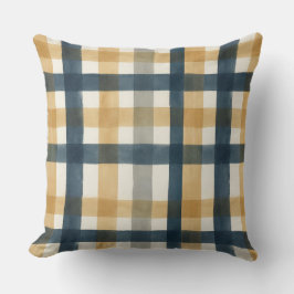 Cojín Decorativo Muted creamy watercolor brush plaid pattern