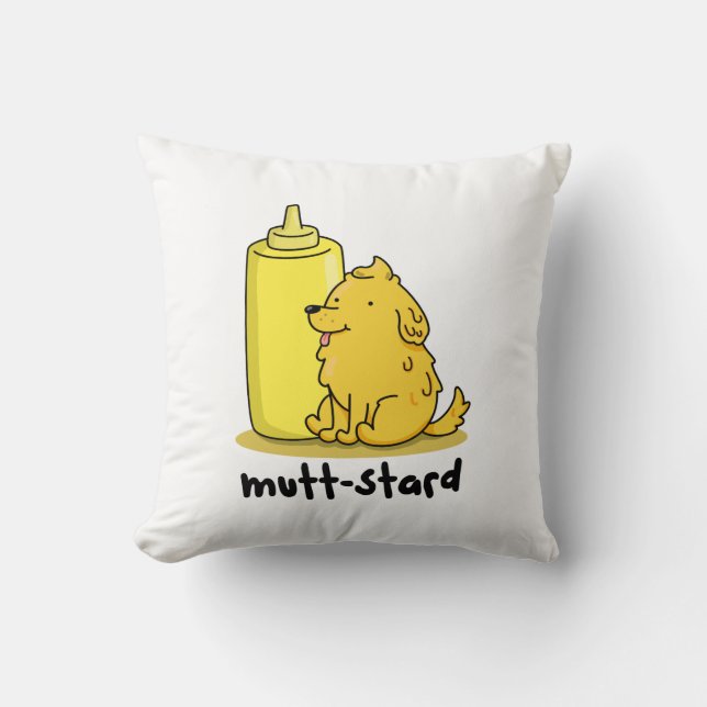 Cojín Decorativo Mutt-stard Funny Doggy Mustard Pun (Anverso)