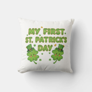 Cojín Decorativo My First St. Patrick's Day | Cute Kawaii Shamrock