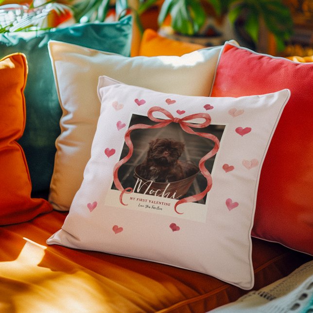 Cojín Decorativo My First Valentine Personalized Pet Photo Pillow (Subido por el creador)