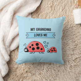 Cojín Decorativo My Grandma loves me ladybugs blue baby