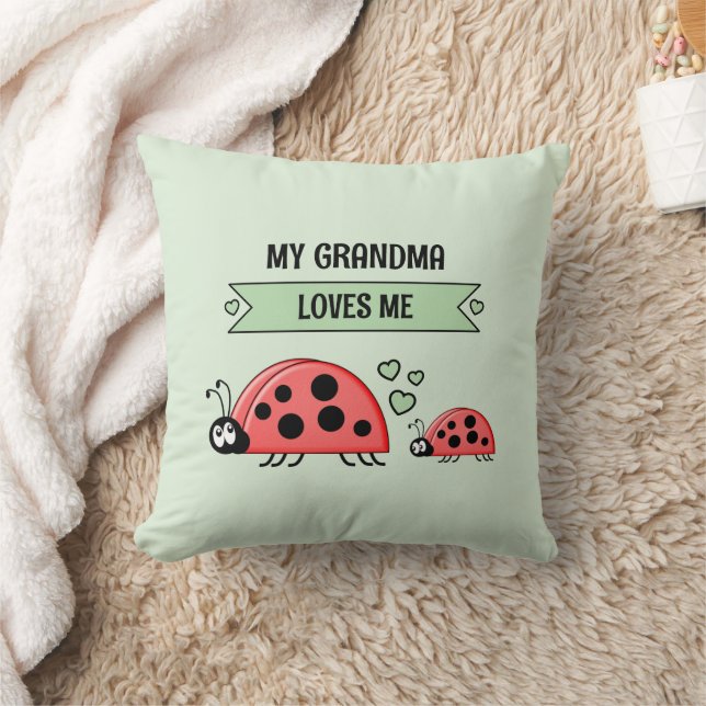 Cojín Decorativo My Grandma loves me ladybugs green baby (Manta)