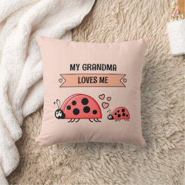 Cojín Decorativo My Grandma loves me ladybugs peach baby