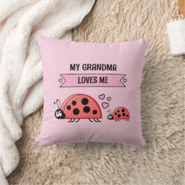 Cojín Decorativo My Grandma loves me ladybugs pink baby