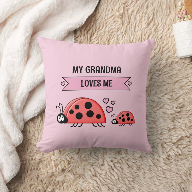 Cojín Decorativo My Grandma loves me ladybugs pink baby (Manta)