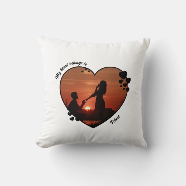 Cojín Decorativo My heart belongs to customized wife anniversary  (Anverso)