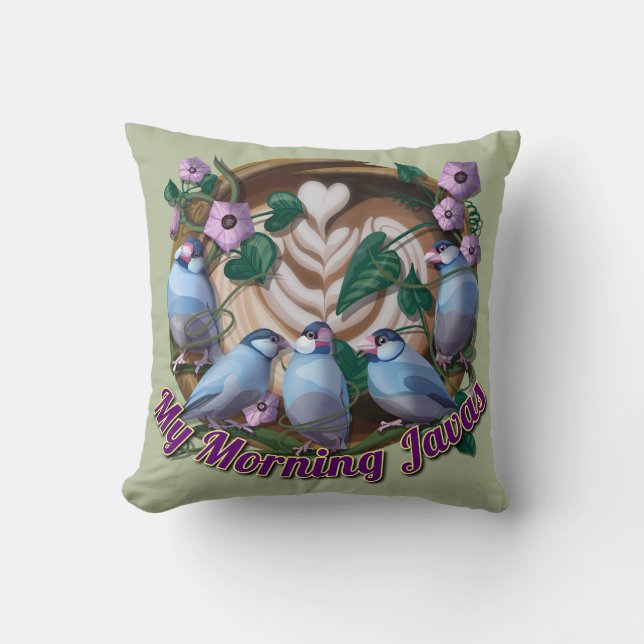 Cojín Decorativo My morning JAVA with Java sparrows (Anverso)
