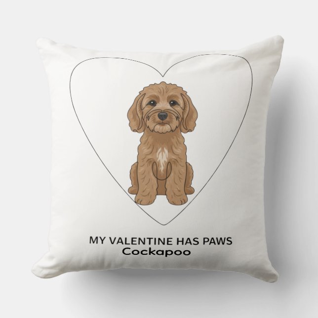 Cojín Decorativo My Valentine Has Paws Cockapoo Personalise (Anverso)