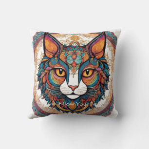 Cojín Decorativo Mystic Boho Feline Mandala