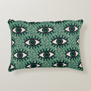 Cojín Decorativo "Mystic Emerald Eyes" - Psychedelic Swirl Seamless