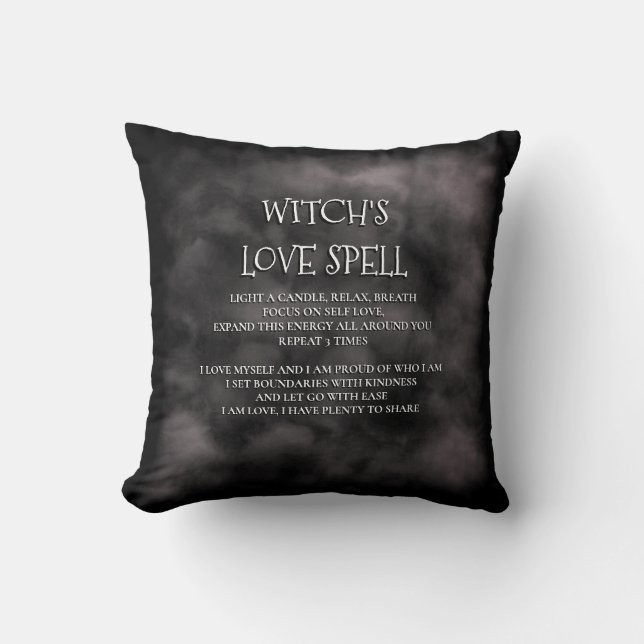 Cojín Decorativo Mystic Fog Black Witch's Love Spell (Anverso)