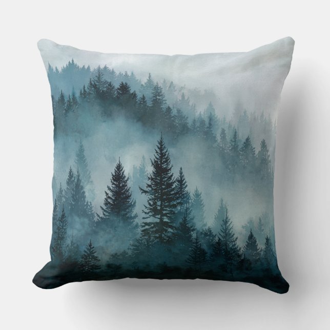 Cojín Decorativo Mystical Blue Forest Serenity Pillow (Anverso)