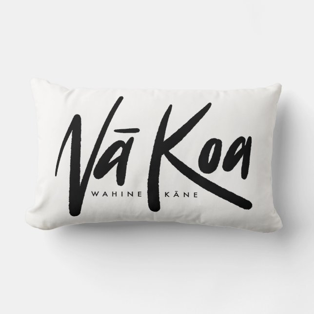 Cojín decorativo Na Koa (negro sobre blanco) (Anverso)