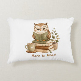 Cojín Decorativo Nacida para leer amante del libro de búho lindo