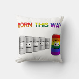 Cojín Decorativo Nacido de esta manera LGBT Rainbow Stripe