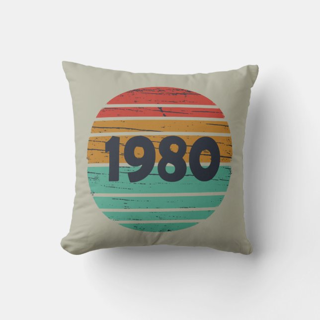 Cojín Decorativo Nacido en 1980 como regalo de cumpleaños (Anverso)