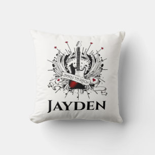 Cojín Decorativo Nacido en Rock Nombre Personalizado Niños Rockero