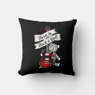 Cojín Decorativo Nacido en Rock y Roll Bear Bear Niños Guitarra Mús