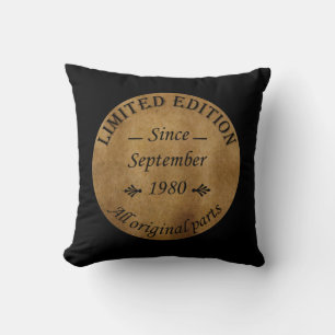 Cojín Decorativo Nacido en septiembre de 1980 Regalo de cumpleaños 