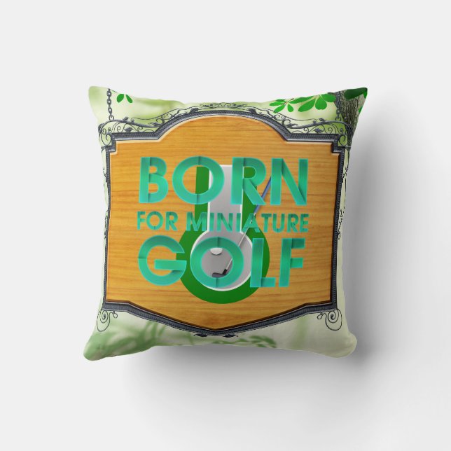 COJÍN DECORATIVO NACIDO PARA EL GOLF MINIATURA (Reverso)