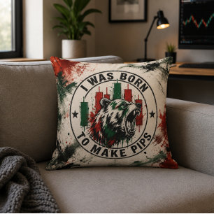 Cojín Decorativo Nacido para Hacer Pips - Oso Grunge Negro Rojo y V