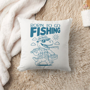 Cojín Decorativo Nacido Para Ir De Pesca - Cool Fish Dino T-Rex Ama