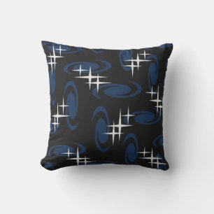 Cojín Decorativo Nacimiento atómico de Swirls Estrellas Patrón Azul