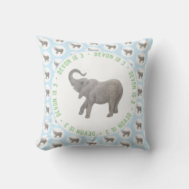 Cojín Decorativo Nacimiento azul del elefante bebé