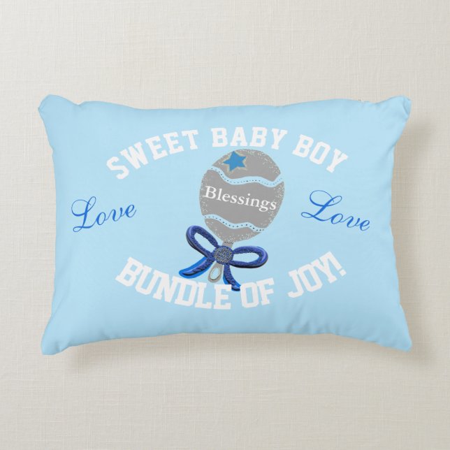 Cojín Decorativo Nacimiento de Baby Boy Blue Rattle (Anverso)