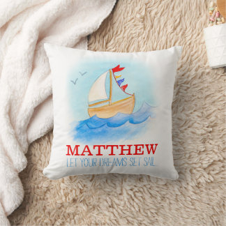 Cojín Decorativo Nacimiento de velero masculino personalizado almoh