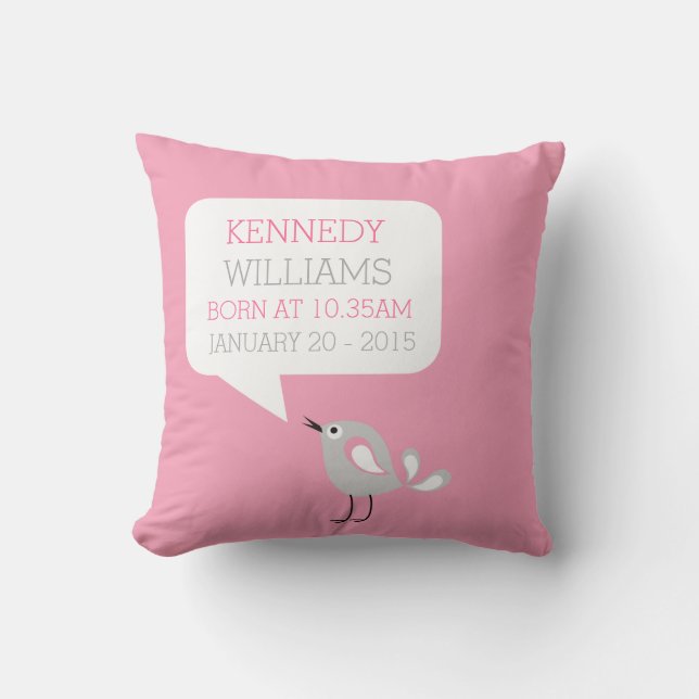 Cojín Decorativo Nacimiento del bebé Keepsake Personalizado Pillow  (Anverso)