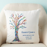 Cojín Decorativo Nacimiento Estadísticas Nursery Pillow<br><div class="desc">Nacimiento Estatales Nursery Pillow. Esta almohada de vivero es un gran placer. Está decorado con un árbol de color arcoiris sobre un fondo blanco. Se puede personalizar fácilmente haciéndolo un regalo especial para un recién nacido. Árbol mosaico original © Michele Davies.</div>