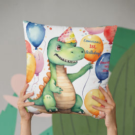 Cojín Decorativo Nacimiento personalizado neutro de dinosaurio bebé