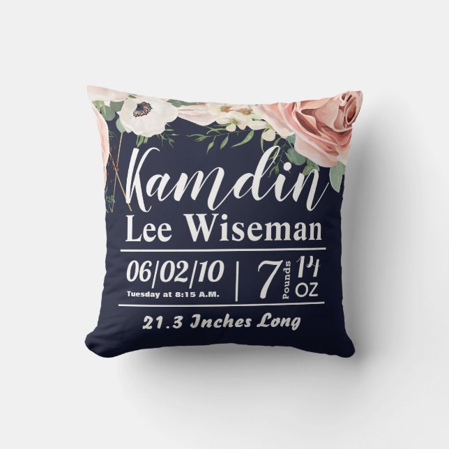 Cojín Decorativo Nacimiento Personalizado Pillow Jardín Geométrico  (Anverso)