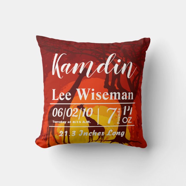 Cojín Decorativo Nacimiento personalizado Pillow Safari africano Gi (Anverso)