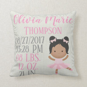 Cojín Decorativo Nacimiento rosado afroamericano de la danza del
