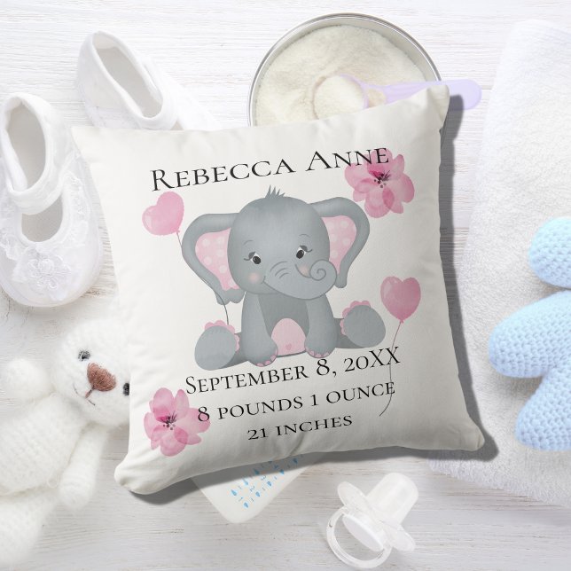 Cojín Decorativo Nacimientos personalizados elefante de bebé gris r (Subido por el creador)