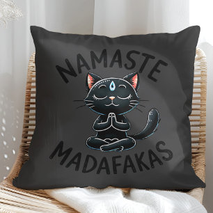 Cojín Decorativo "Namaste Madafakas", curiosos amantes de un gato