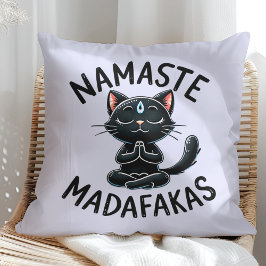 Cojín Decorativo "Namaste Madafakas", curiosos amantes de un gato