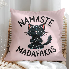 Cojín Decorativo "Namaste Madafakas", curiosos amantes de un gato
